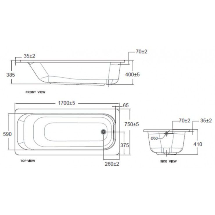 Bồn tắm Active có bộ xả American Standard 70270P-WT - Ảnh 2
