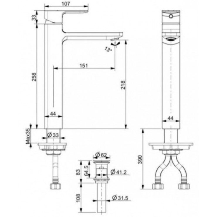 Vòi Lavabo American Standard WF-1302MB Nóng Lạnh Màu Đen Acacia E - Ảnh 3