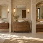 Tủ lavabo phòng tắm treo tường đặt sàn và thiết kế riêng trong không gian hiện đại