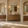Tủ lavabo phòng tắm treo tường đặt sàn và thiết kế riêng trong không gian hiện đại
